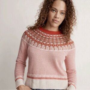 NWT Madewell Fair Isle Mayer Wool Blend Pullover Sweater In Heather Blossom